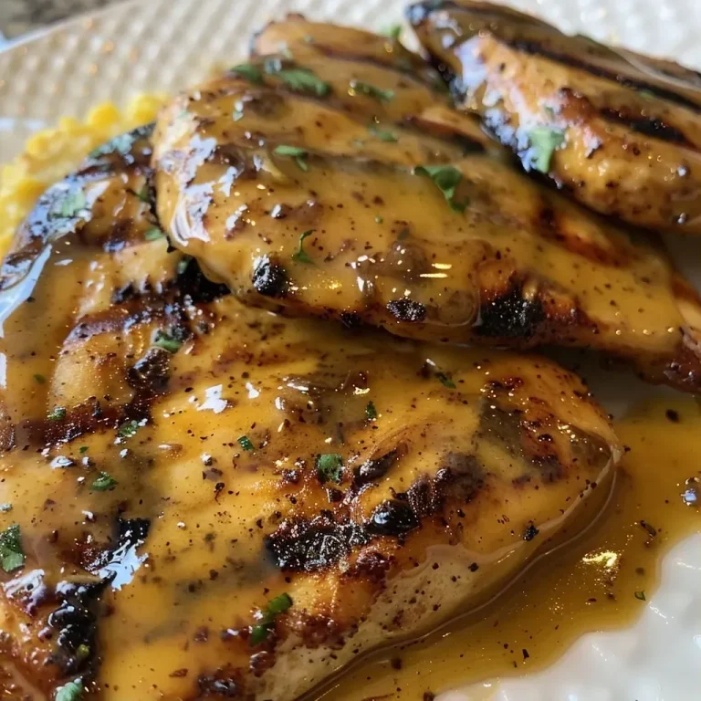 ['Close-up of juicy Cajun Honey Mustard Grilled Chicken on a plate.', 'Side view of succulent grilled chicken coated in Cajun honey mustard sauce.', 'Detailed shot of tender grilled chicken with a glistening honey mustard glaze.', 'Close-up of flavorful Cajun chicken showing a golden glaze and grilled texture.']