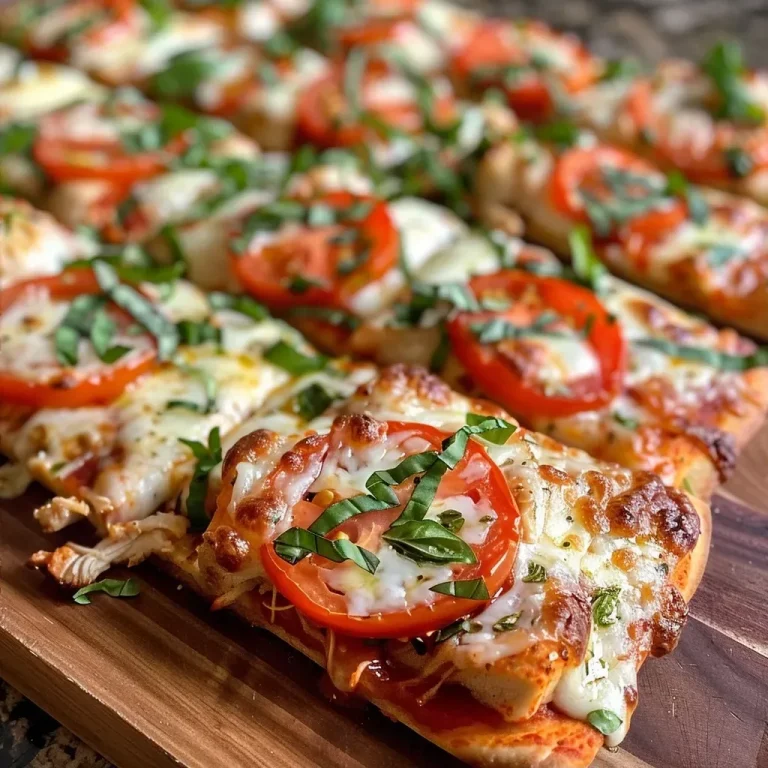 ['Close-up side view of a cheesy chicken parmesan flatbread pizza with melted cheese and toppings.', 'Juicy flatbread pizza topped with chicken, mozzarella, and fresh basil, captured side view.', 'Side angle of a delicious cheesy chicken parmesan flatbread pizza showcasing vibrant toppings.', 'Appetizing close-up of a flatbread pizza with chicken, cheese, and herbs from a side perspective.']