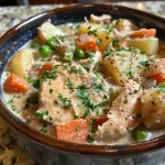 ['Close-up shot of a hearty chicken stew with colorful vegetables.', 'Side view of a steaming bowl of chicken stew featuring chicken, carrots, and potatoes.', 'Juicy chicken stew in a bowl with diced vegetables and herbs, captured beautifully.', 'Delicious chicken stew with a mix of carrots, celery, and garlic displayed in a bowl.']