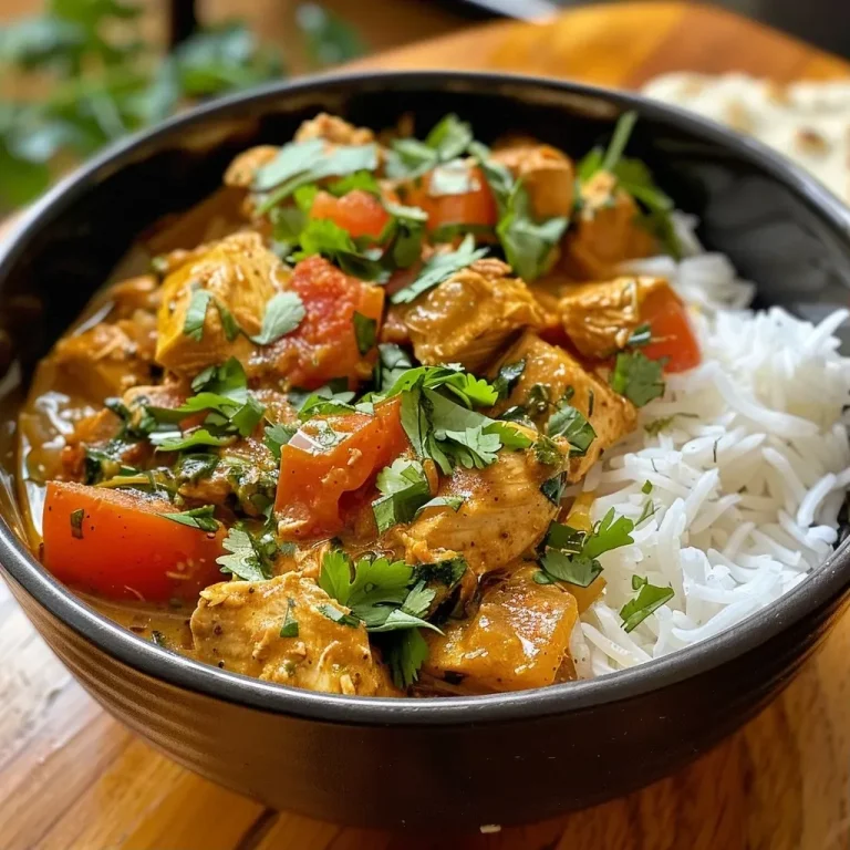 ['Close-up view of a bowl of healthy chicken curry with vibrant spinach.', 'Juicy chicken curry served with rice in a stylish bowl.', 'Delicious chicken curry with colorful ingredients and creamy texture.', 'Fresh chicken curry featuring diced tomatoes and herbs in a bowl.']