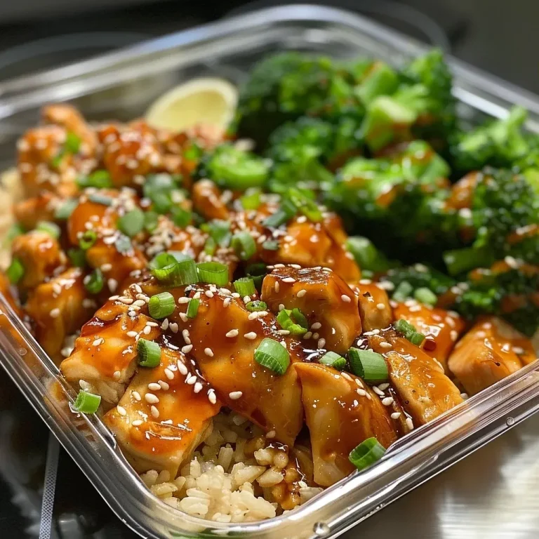 ['Close-up view of Honey Sriracha Chicken and Broccoli Meal Prep Bowl, featuring vibrant green broccoli and golden-brown chicken pieces.', 'Side view of a meal prep bowl filled with Honey Sriracha Chicken, broccoli florets, and cooked brown rice, garnished with scallions and sesame seeds.', 'Detailed image of a Honey Sriracha Chicken and Broccoli bowl, showcasing juicy chicken, fresh broccoli, and a drizzle of sriracha sauce.', 'Colorful meal prep bowl highlighting diced chicken, broccoli, and brown rice, topped with green onions and sesame seeds.']