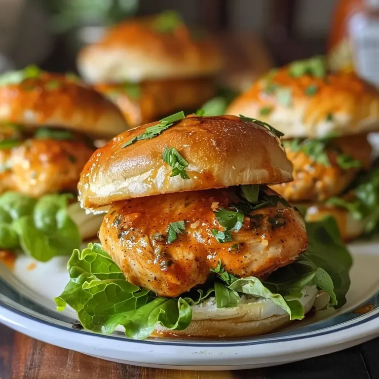 ['Close-up side view of juicy Sriracha chicken sliders on a plate.', 'A delicious Sriracha chicken slider stacked with toppings, showing textures and colors.', 'Juicy Sriracha chicken slider with creamy cheese and lettuce, presented on a wooden board.', 'An appetizing arrangement of Sriracha chicken sliders with visible sauce and garnishes.']