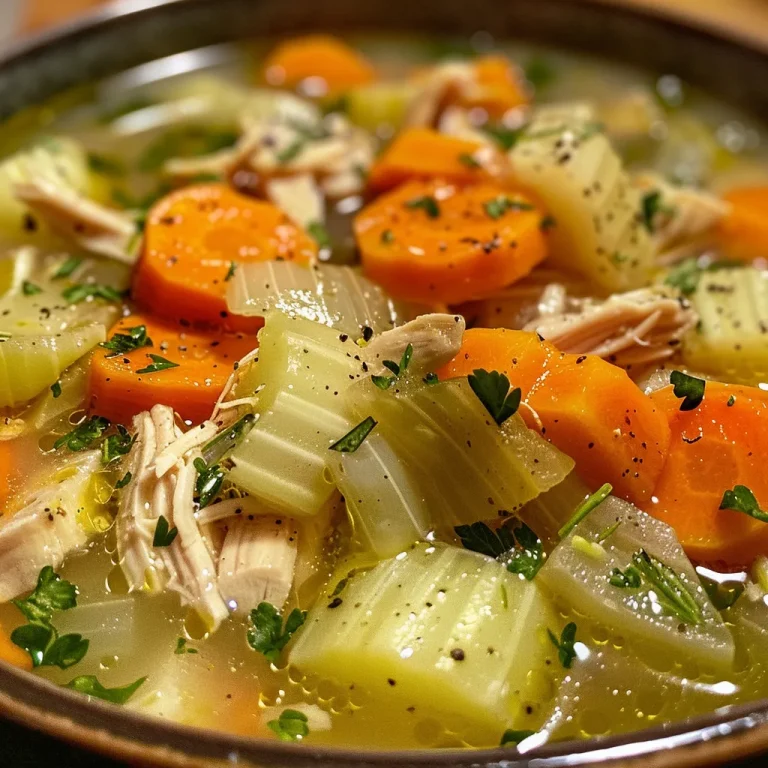 ['A close-up view of a bowl of Ultimate Chicken Soup with colorful vegetables and herbs.', 'Side view of a hearty chicken soup filled with carrots, parsnips, and herbs in a white bowl.', 'Juicy chicken soup showing vibrant ingredients like celery, garlic, and fresh parsley against a wooden backdrop.', 'Close-up of a delicious chicken soup garnished with fresh herbs and vegetables served in a rustic bowl.']