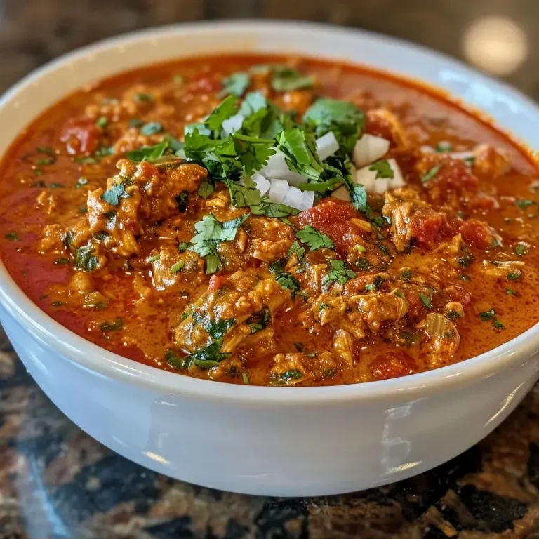 ['Close-up of a bowl of Butter Chicken Chili with visible chunks of chicken and creamy sauce.', 'Side view of Butter Chicken Chili showcasing its rich, colorful ingredients and garnishes.', 'Richly colored Butter Chicken Chili in a bowl, garnished with cilantro and raita.', 'A hearty serving of Butter Chicken Chili, featuring ground chicken and a creamy texture.']