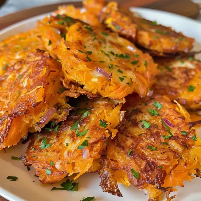 ['Close-up of golden-brown butternut squash fritters on a plate.', 'Side view of juicy butternut squash fritters garnished with herbs.', 'Crispy butternut squash fritters displayed on a wooden table.', 'Freshly cooked butternut squash fritters ready to be served.']