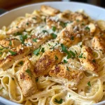 ['Close-up view of a bowl filled with creamy Cajun Chicken Alfredo, showcasing juicy chicken and fresh parsley.', 'Side view of a plate of Cajun Chicken Alfredo, highlighting tender chicken, fettuccine, and a rich creamy sauce.', 'Juicy Cajun Chicken Alfredo in a bowl, garnished with parsley, displaying fettuccine and melted parmesan.', 'Close-up of Alfredo pasta featuring Cajun-spiced chicken, creamy sauce, and a sprinkle of fresh herbs.']