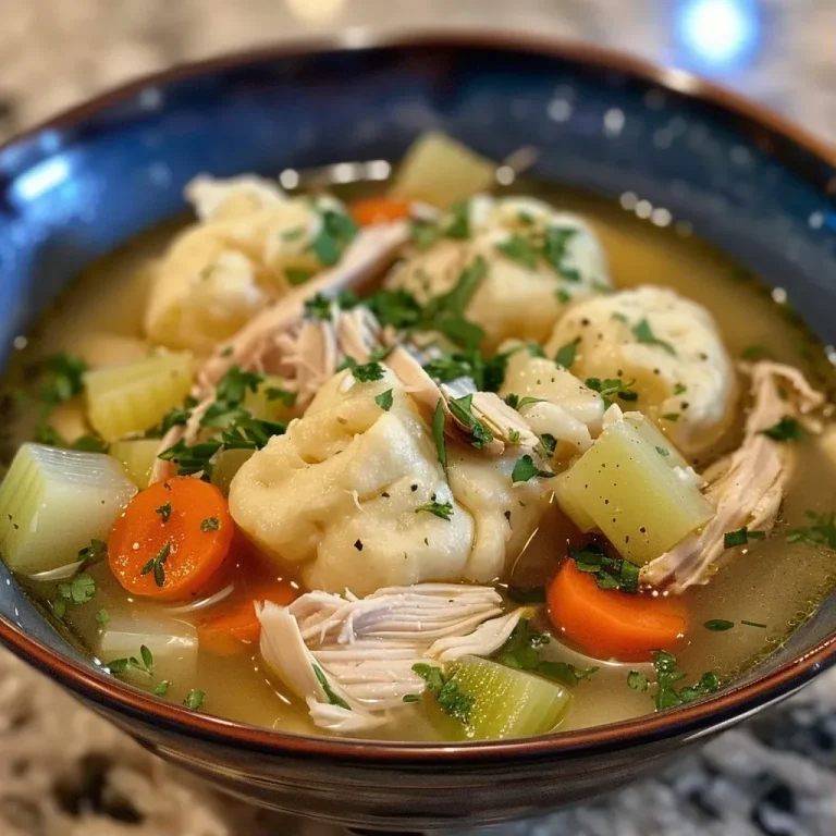 ['A close-up side view of Chicken and Dumpling Soup in a bowl, showcasing tender chicken, dumplings, and colorful vegetables.', 'A vibrant bowl of Chicken and Dumpling Soup, highlighting juicy chicken thighs and soft dumplings surrounded by fresh vegetables.', 'Detailed side view of Chicken and Dumpling Soup, featuring chunks of chicken and circular carrots in a creamy broth.', 'A hearty Chicken and Dumpling Soup, displaying golden dumplings and a rich blend of vegetables in a clear bowl.']