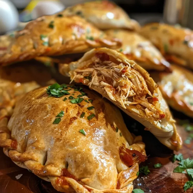 ['Close-up side view of juicy chicken empanadas on a plate.', 'Succulent chicken empanadas displayed, showcasing their golden crust.', 'Delicious chicken empanadas, filled and ready to eat, captured in detail.', 'A tempting side view of freshly baked chicken empanadas with a crispy shell.']