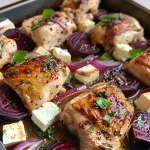 ['Close-up view of a Chicken, Feta, and Roasted Beetroot Bake on a plate.', 'Side angle of a colorful Chicken Bake featuring roasted beetroots and Feta cheese.', 'Juicy pieces of chicken and vibrant roasted beetroot in a bake dish.', 'Delicious Chicken, Feta, and beetroot dish with a golden-brown crust.']