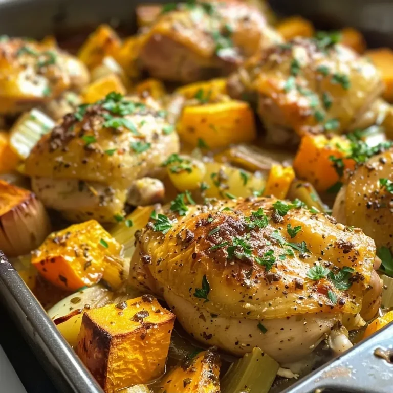 ['Close-up view of a Chicken, Leek, and Butternut Squash Bake in a white dish.', 'Side angle of a hearty Chicken Bake with vegetables, showcasing golden-brown chicken pieces.', 'A delicious serving of Chicken, Leek, and Butternut Squash Bake with a crispy topping.', 'Colorful Chicken Bake featuring diced butternut squash, leeks, and chicken thighs.']