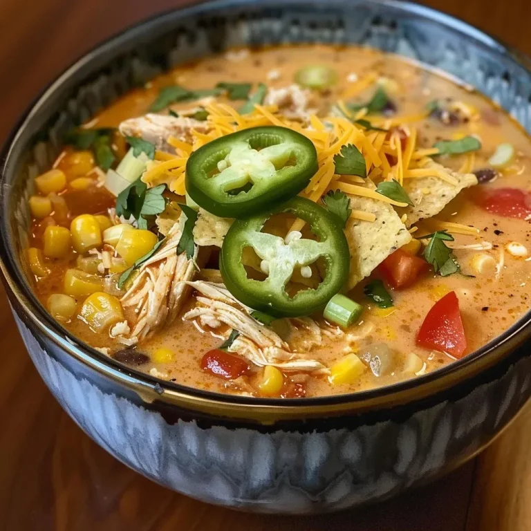 ['Close-up view of a bowl filled with Chicken Tortilla Soup topped with tortilla strips and garnished with cilantro.', 'Side view of Chicken Tortilla Soup showing vibrant colors of diced vegetables and shredded chicken.', 'A delicious bowl of Chicken Tortilla Soup with a lime wedge and avocado slices on top.', 'Hearty Chicken Tortilla Soup in a bowl, showcasing the various ingredients like black beans and corn.']