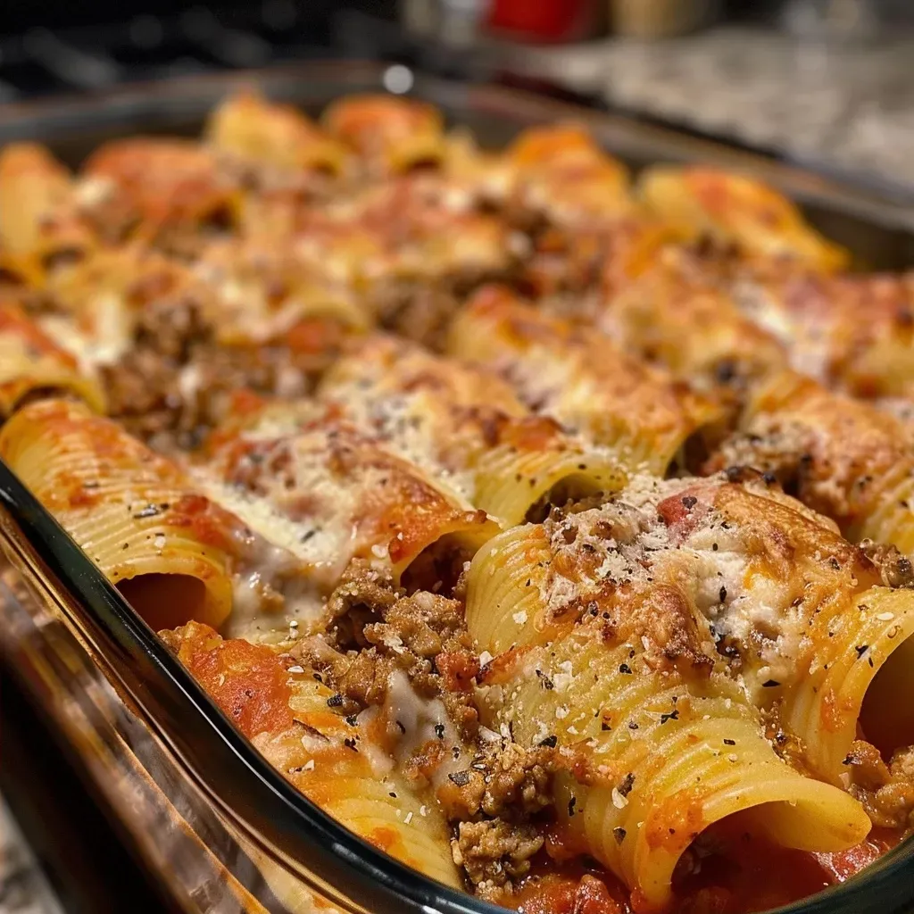 ['Close-up view of high protein stuffed shells topped with melted cheese and marinara sauce.', 'Juicy stuffed pasta shells filled with ricotta cheese and spinach, garnished with parmesan.', 'Side view of baked stuffed shells, showcasing the rich filling and vibrant sauce.', 'Delicious pasta shells filled with ground turkey and cheese, presented on a plate.']