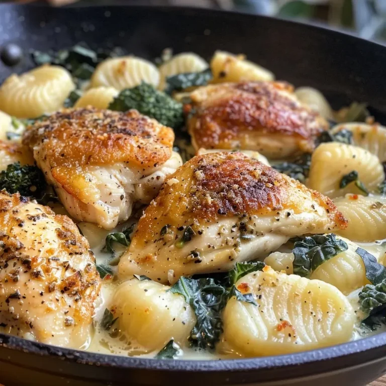 ['Close-up view of One-Skillet Chicken and Gnocchi showcasing juicy chicken slices and tender gnocchi.', 'A side view of One-Skillet Chicken and Gnocchi served in a skillet, highlighting vibrant colors and textures.', 'Deliciously plated One-Skillet Chicken and Gnocchi featuring broccoli and creamy sauce.', 'Close-up of a hearty meal featuring chicken, gnocchi, and fresh ingredients in a skillet.']