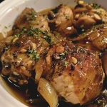 ['A close-up view of juicy Slow Cooker Balsamic Chicken garnished with herbs.', 'Side view of Slow Cooker Balsamic Chicken, showcasing tender chicken pieces and sauce.', 'Delicious Slow Cooker Balsamic Chicken with visible diced tomatoes and onions.', 'A plated serving of Slow Cooker Balsamic Chicken featuring rich balsamic glaze.']