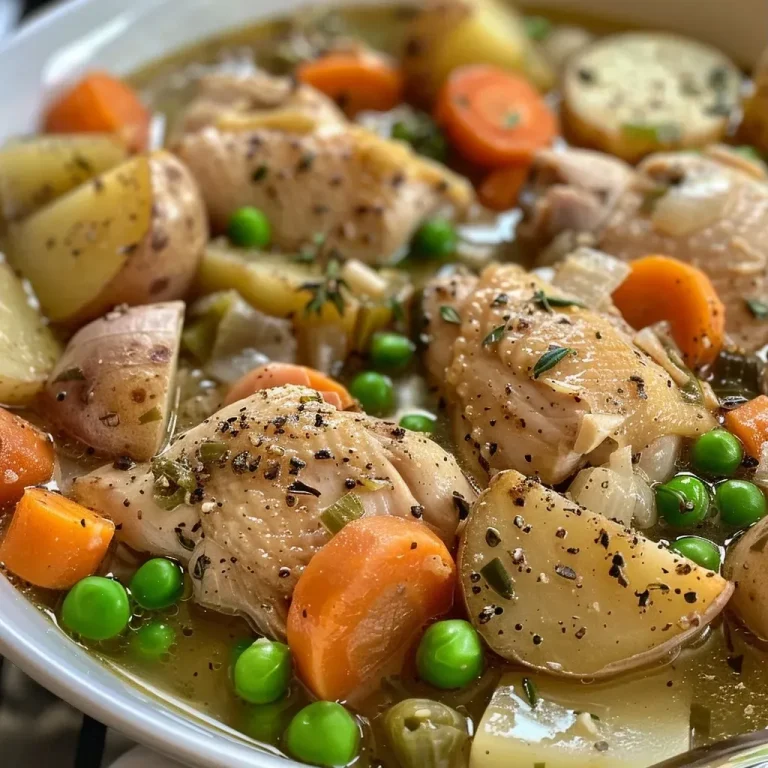 ['A close-up view of a bowl filled with Slow Cooker Chicken Stew, showcasing tender chicken and colorful vegetables.', 'Juicy pieces of chicken and vibrant sweet potatoes in a hearty stew, viewed from the side.', 'A side profile of a bowl of Slow Cooker Chicken Stew, highlighting its rich texture and fresh herbs on top.', 'A delicious slow cooker chicken stew filled with diced tomatoes, carrots, and sweet potatoes, captured in detail.']