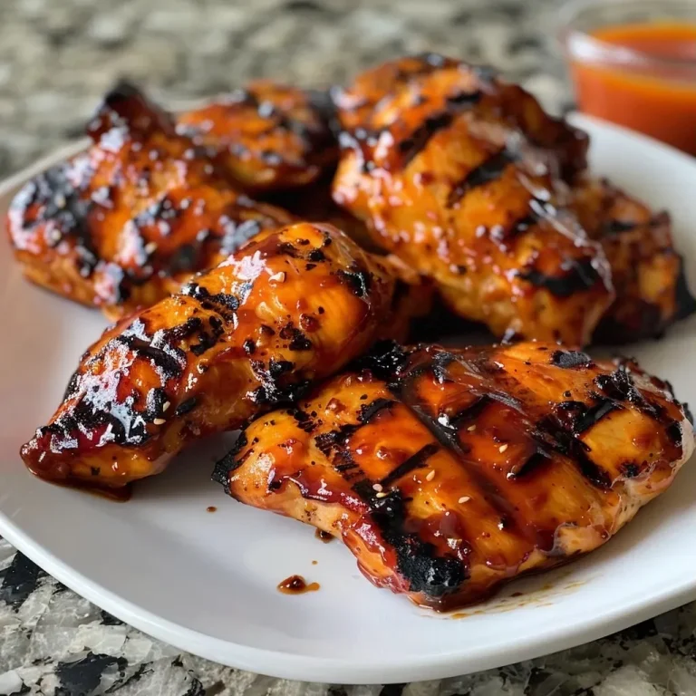 ['Juicy grilled chicken thighs glazed with sweet chili sauce, garnished with fresh herbs.', 'Side view of succulent Sweet Chili Glazed Grilled Chicken on a plate, showcasing glistening sauce.', 'Close-up of tender chicken thighs coated in a vibrant sweet chili glaze, with a fork nearby.', 'Appetizing shot of grilled chicken drizzled with a rich sweet chili sauce, surrounded by garlic cloves.']