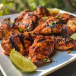 Juicy grilled chicken thighs glazed with chipotle maple sauce.