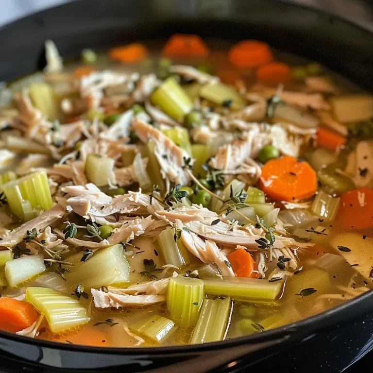 A close-up view of a bowl of One-Pot Turkey Vegetable Soup, showcasing vibrant vegetables and turkey pieces.