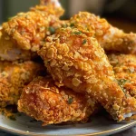 Juicy oven-fried cornflake chicken with a golden crust.