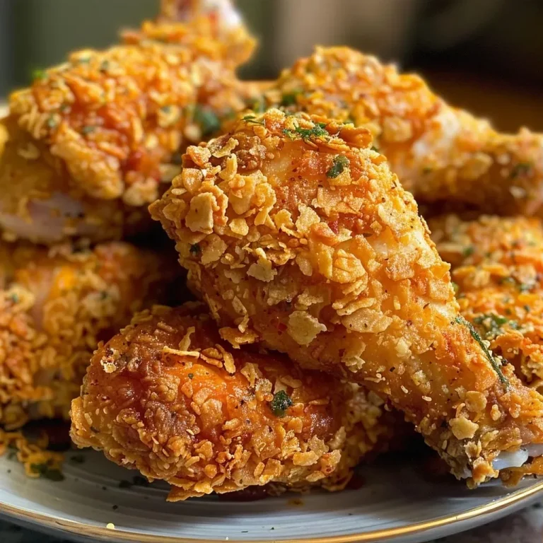Juicy oven-fried cornflake chicken with a golden crust.