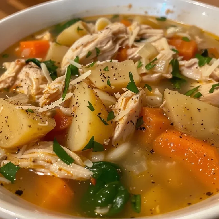 Close-up view of a bowl of Marry Me Chicken Soup, highlighting juicy chicken and fresh spinach.